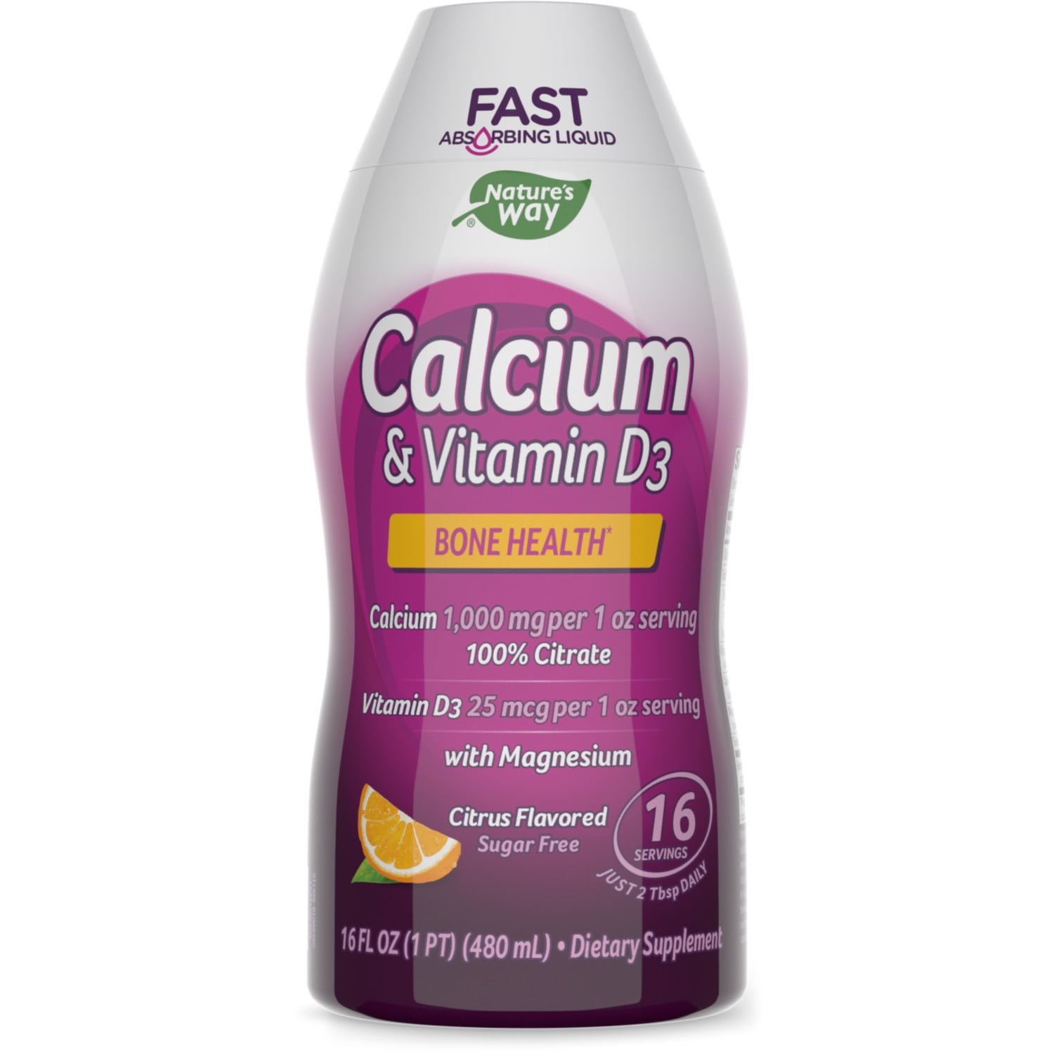NATURE'S WAY CALCIUM VITAMIN D3 BONE HEALTH LIQUID CITRUS FLAVORED 16 FL OZ