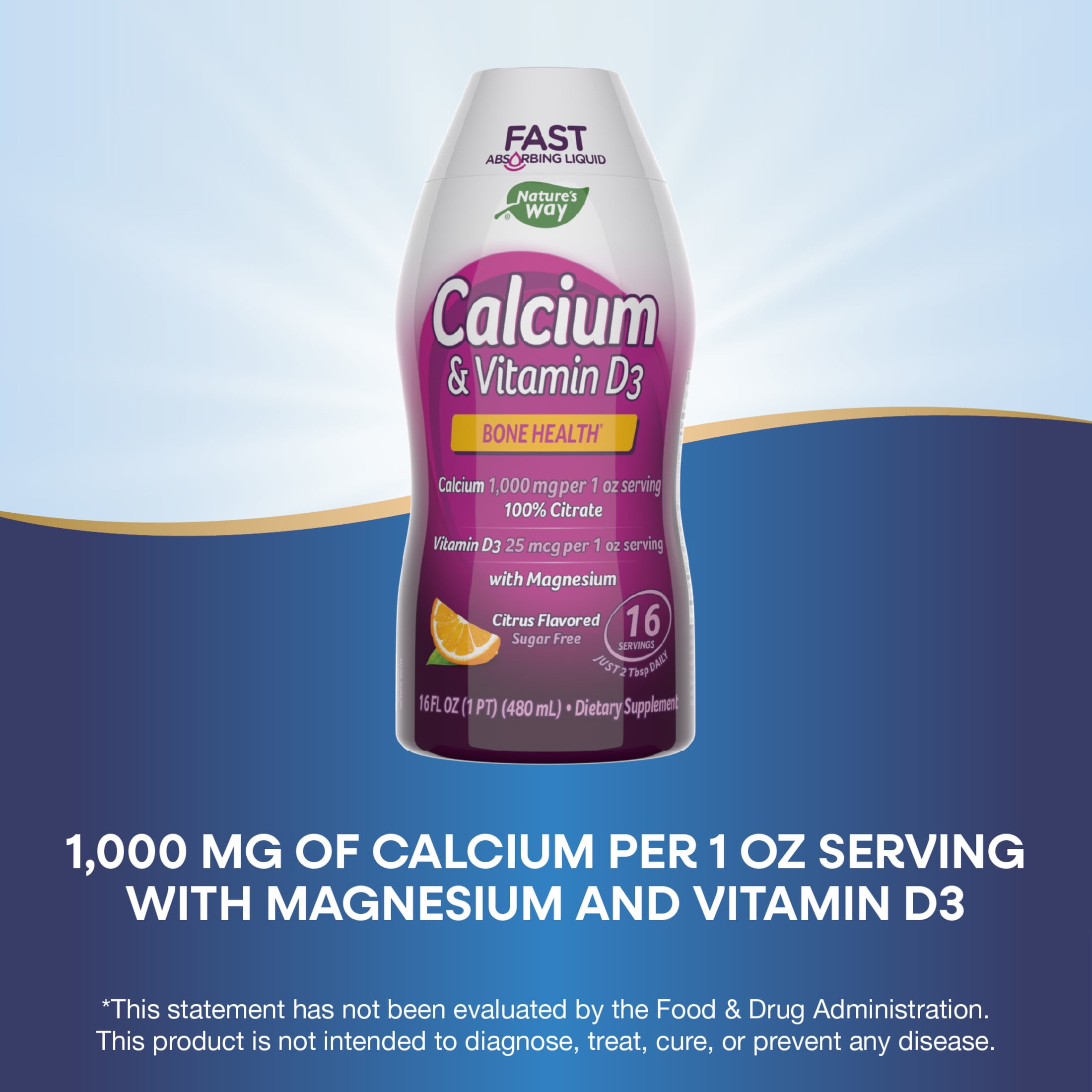 NATURE'S WAY CALCIUM VITAMIN D3 BONE HEALTH LIQUID CITRUS FLAVORED 16 FL OZ