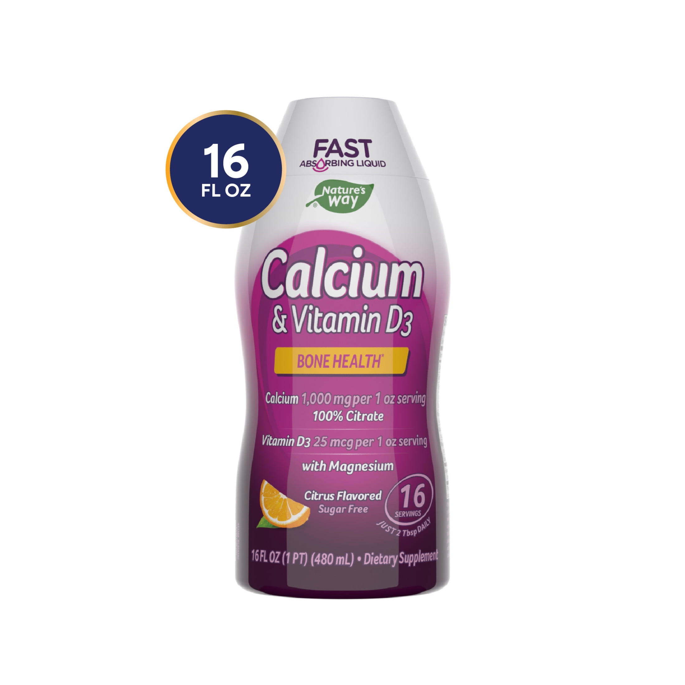 NATURE'S WAY CALCIUM VITAMIN D3 BONE HEALTH LIQUID CITRUS FLAVORED 16 FL OZ
