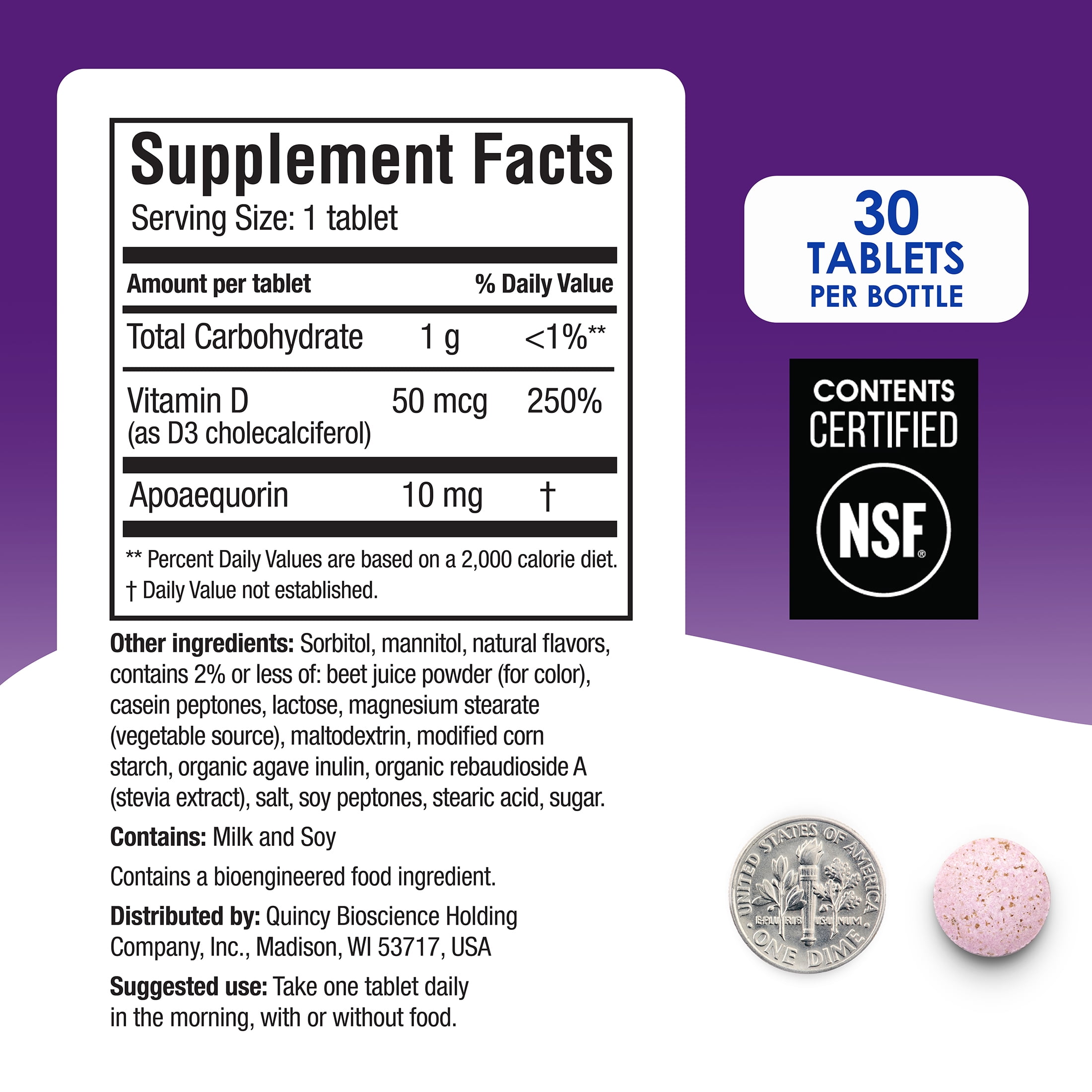 PREVAGEN REGULAR STRENGTH 10MG 30 CHEWABLE TABLETS MIXED BERRY FLAVOR APOAEQUORIN VITAMIN D