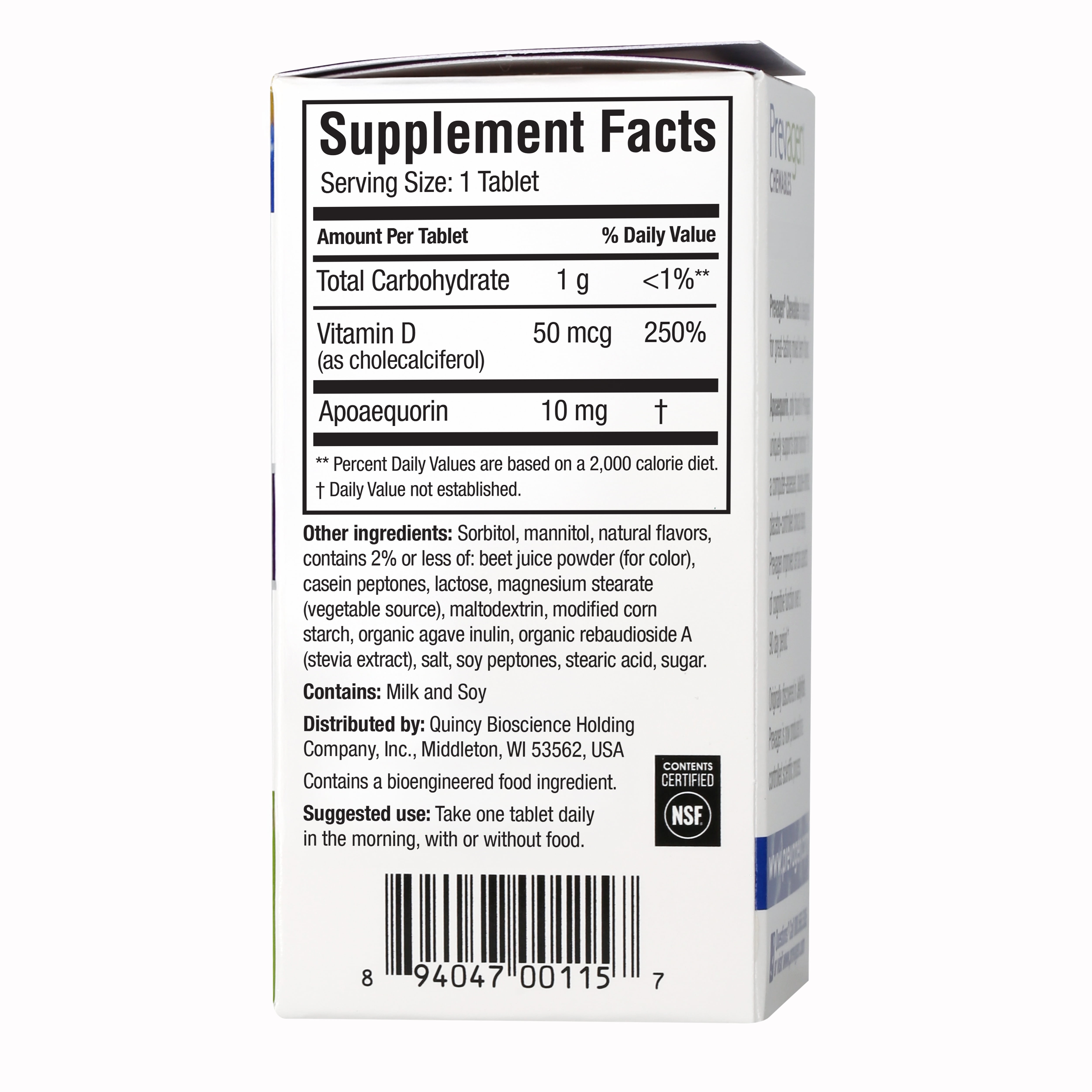PREVAGEN REGULAR STRENGTH 10MG 30 CHEWABLE TABLETS MIXED BERRY FLAVOR APOAEQUORIN VITAMIN D