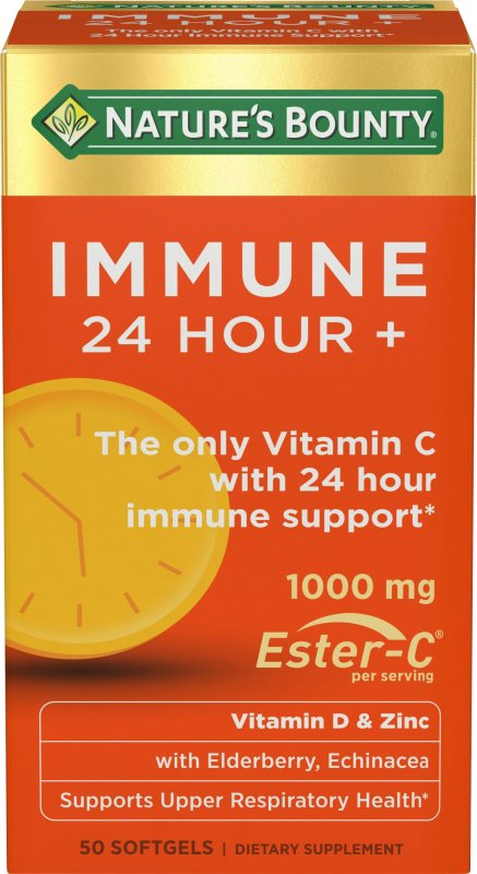 NATURE'S BOUNTY IMMUNE 24 VITAMIN C D ZINC SUPPORT 1000MG SOFTGELS 50 COUNT