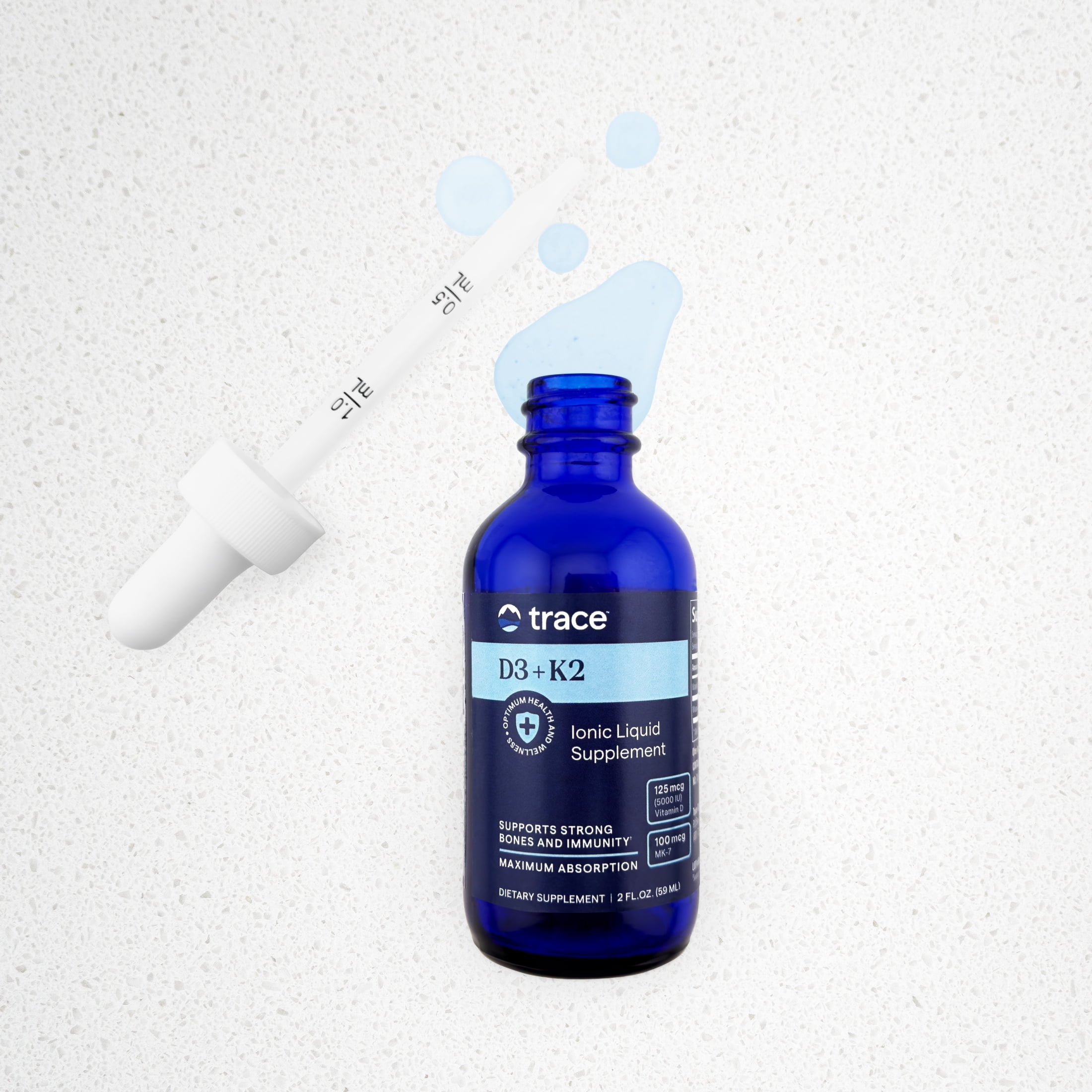 TRACE MINERALS LIQUID IONIC VITAMIN D3 K2 CONCENTRATED SUPPLEMENT BONES HEART HEALTH IMMUNITY 2 FL OZ 120 SERVINGS
