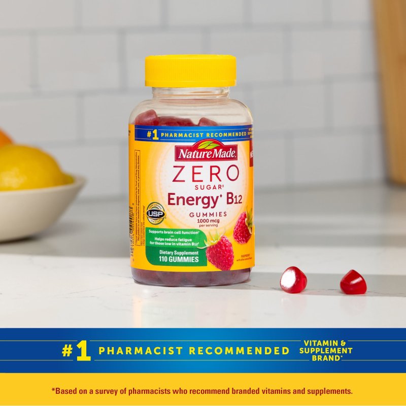 NATURE MADE ZERO SUGAR ENERGY VITAMIN B12 GUMMIES SUGAR FREE 120 COUNT PACK