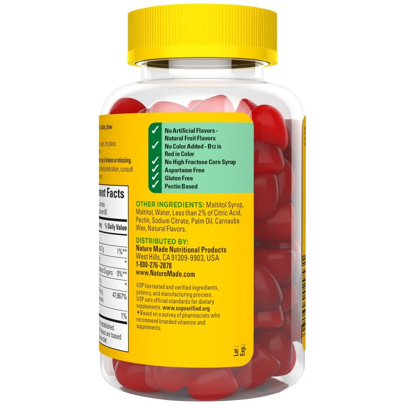NATURE MADE ZERO SUGAR ENERGY VITAMIN B12 GUMMIES SUGAR FREE 120 COUNT PACK