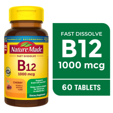 NATURE MADE VITAMIN B12 SUBLINGUAL 1000 MCG FAST DISSOLVE SUGAR FREE TABLETS 60 COUNT