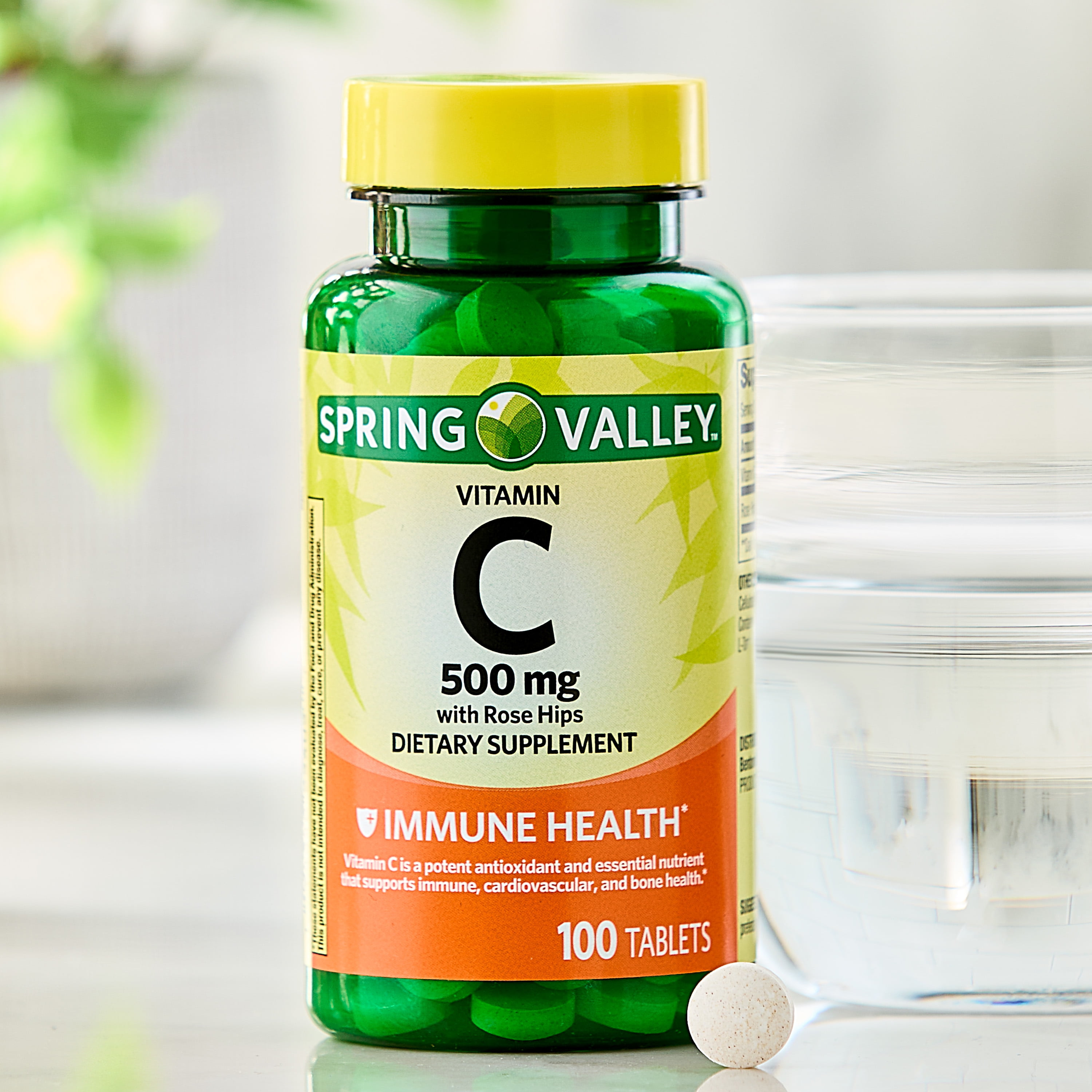 SPRING VALLEY VITAMIN C ROSE HIPS 500MG TABLETS 100 COUNT