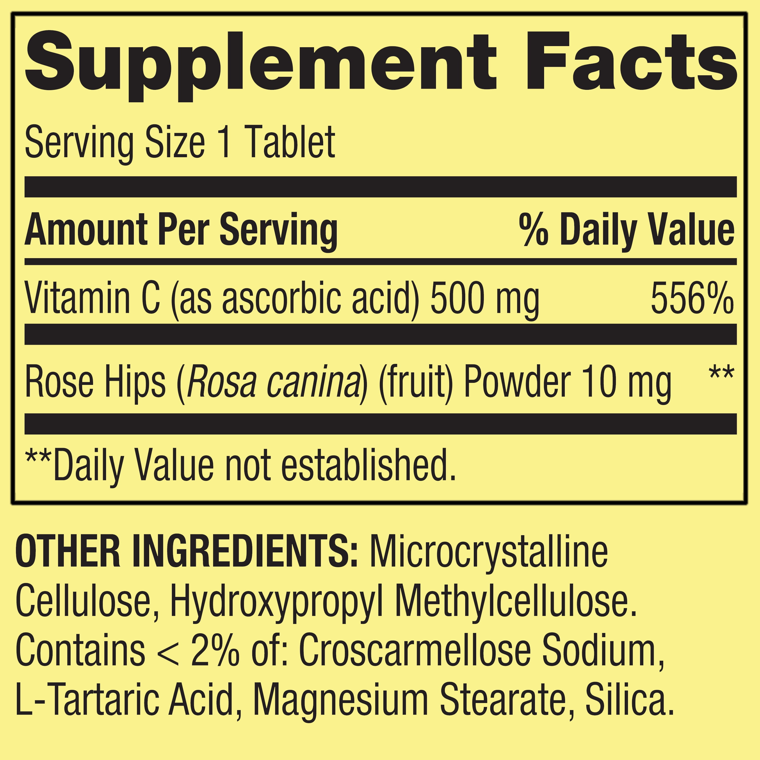 SPRING VALLEY VITAMIN C ROSE HIPS 500MG TABLETS 100 COUNT