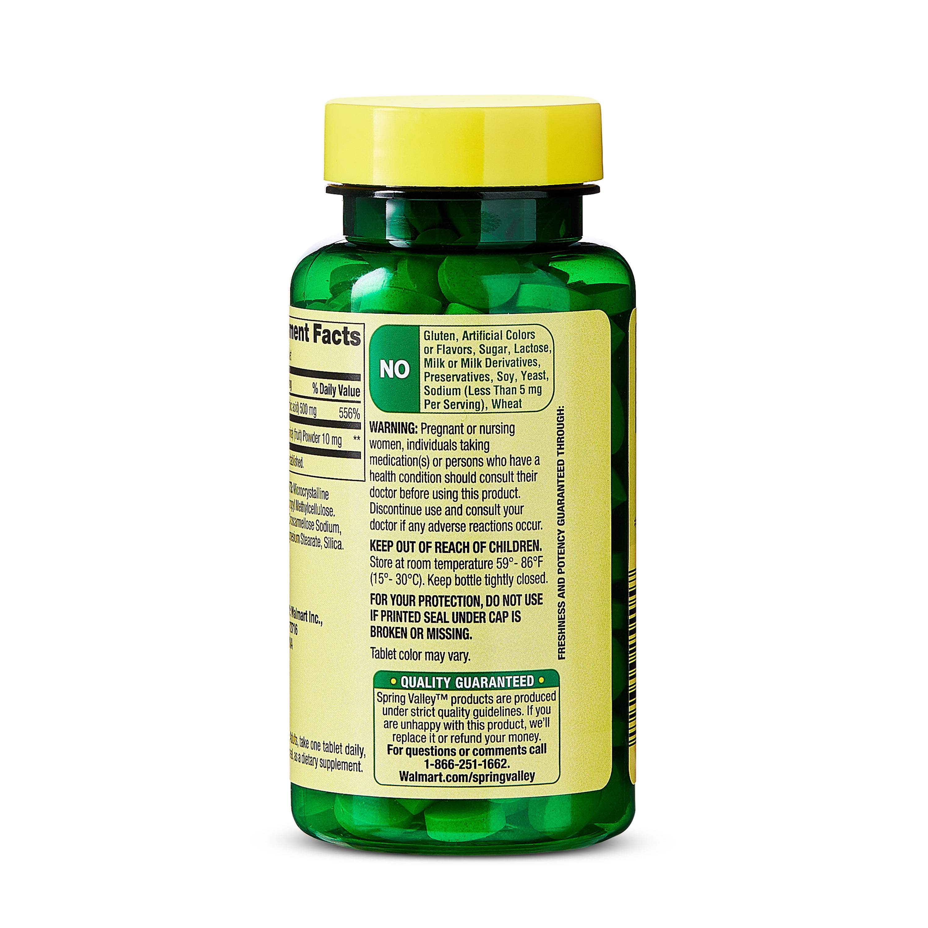 SPRING VALLEY VITAMIN C ROSE HIPS 500MG TABLETS 100 COUNT