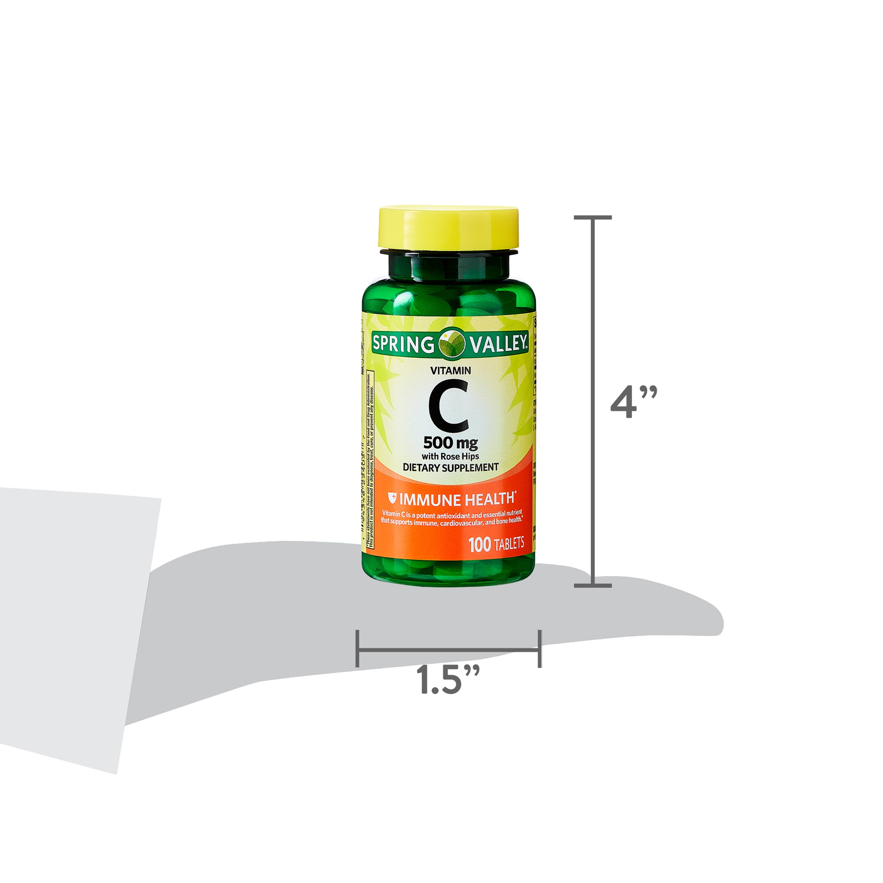 SPRING VALLEY VITAMIN C ROSE HIPS 500MG TABLETS 100 COUNT