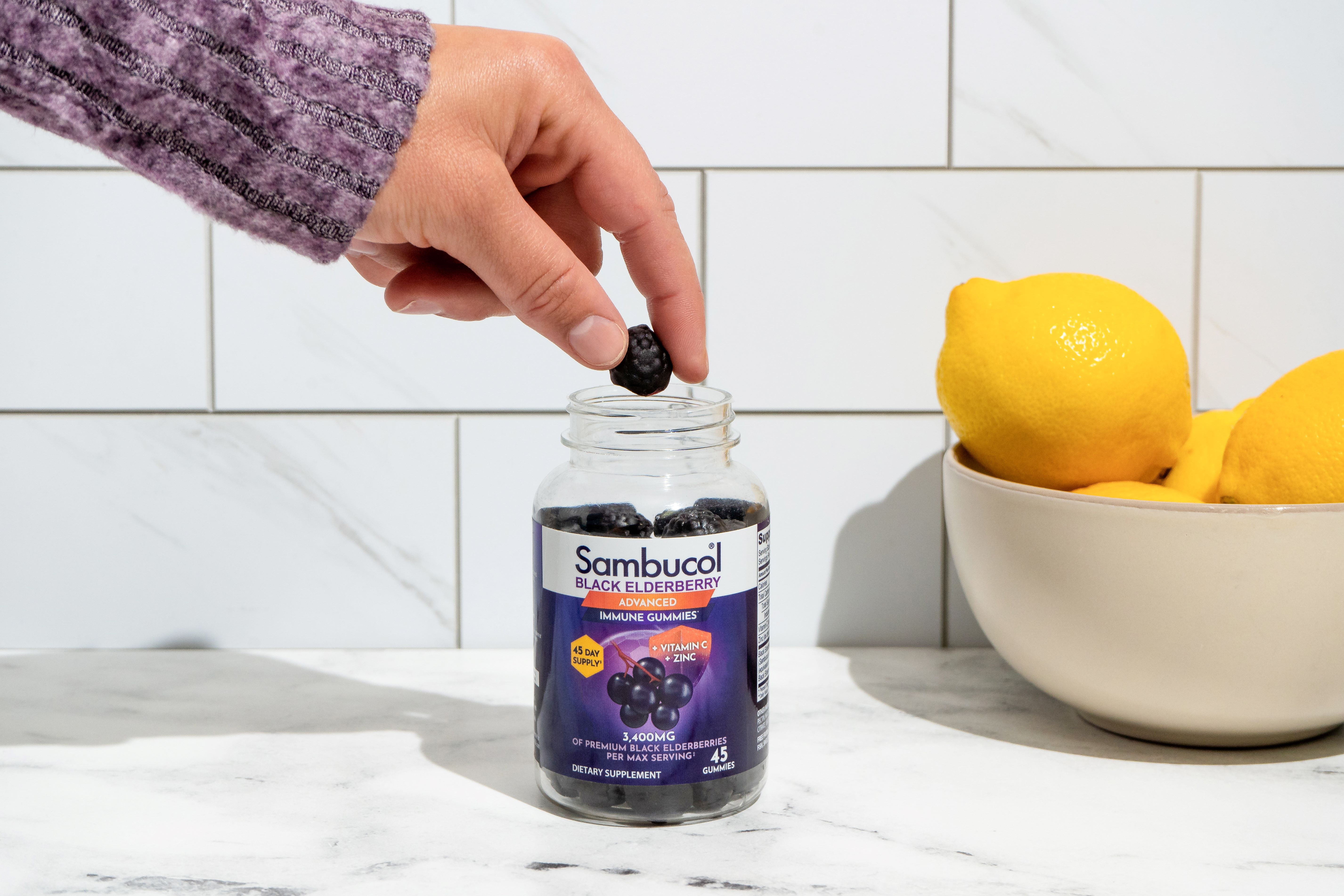 SAMBUCOL BLACK ELDERBERRY IMMUNE SUPPORT GUMMIES VITAMIN C ZINC 45 COUNT