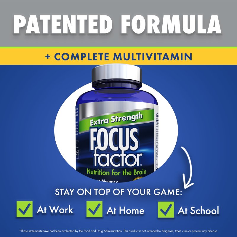 FOCUS FACTOR EXTRA STRENGTH 60 COUNT BRAIN HEALTH SUPPLEMENT BACOPA MONNIERO GINKGO BILOBA