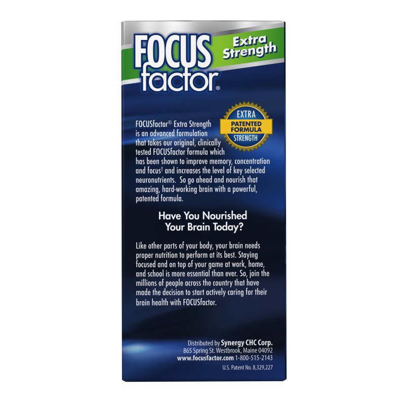 FOCUS FACTOR EXTRA STRENGTH 60 COUNT BRAIN HEALTH SUPPLEMENT BACOPA MONNIERO GINKGO BILOBA