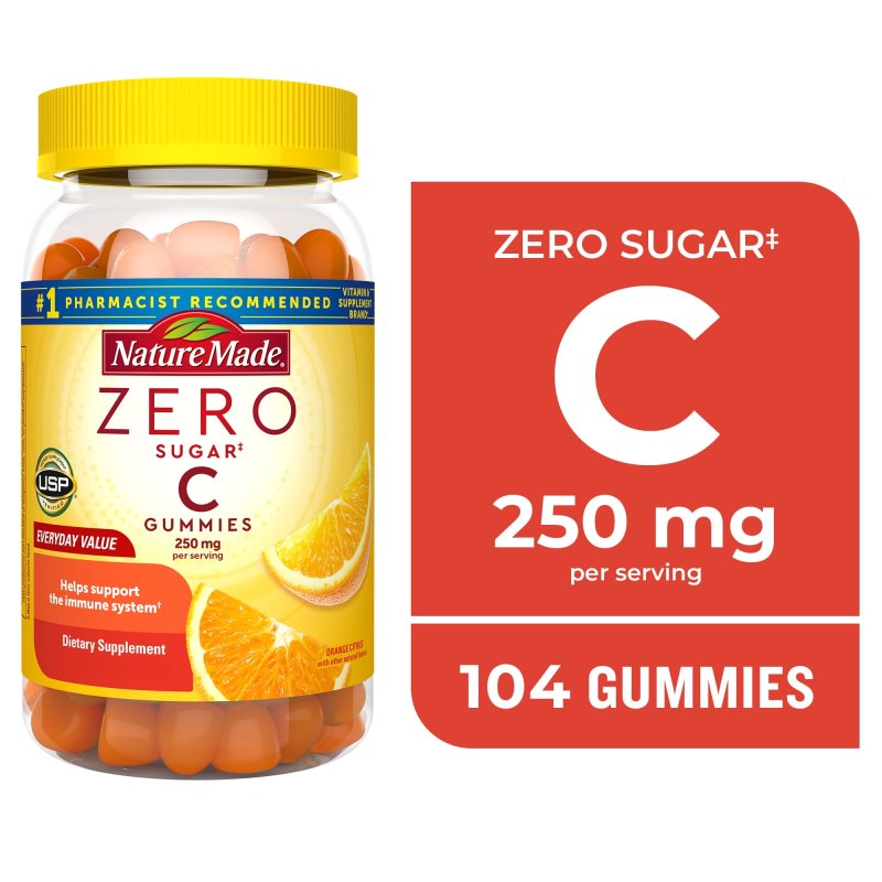NATURE MADE ZERO SUGAR VITAMIN C GUMMIES SUGAR FREE IMMUNE SUPPORT 104 COUNT