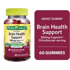 SPRING VALLEY BRAIN HEALTH COGNITIVE SUPPORT GUMMIES COGNIZIN CITOCOLINE 300MG 60CT CHERRY VANILLA FLAVOR