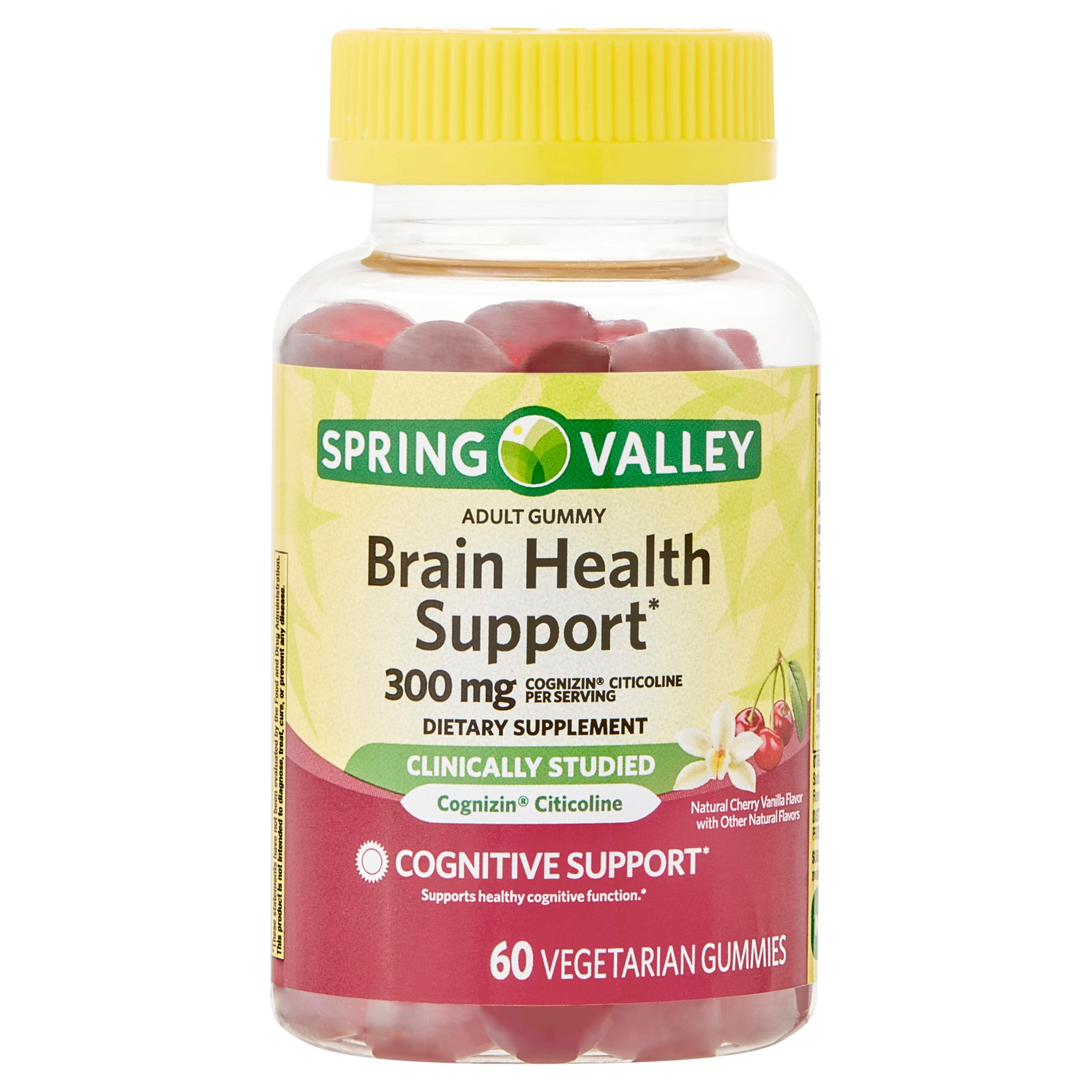 SPRING VALLEY BRAIN HEALTH COGNITIVE SUPPORT GUMMIES COGNIZIN CITOCOLINE 300MG 60CT CHERRY VANILLA FLAVOR