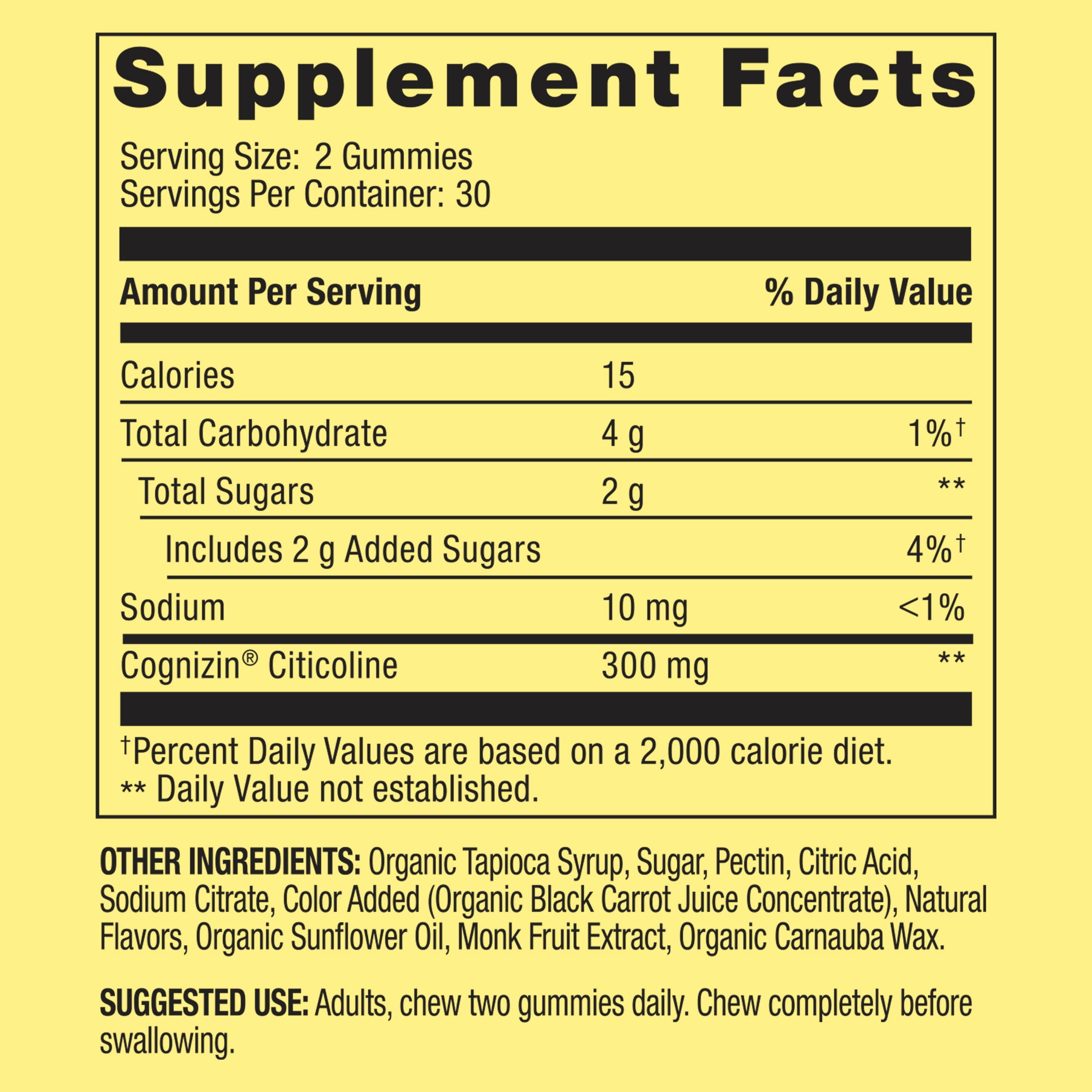 SPRING VALLEY BRAIN HEALTH COGNITIVE SUPPORT VEGETARIAN GUMMIES COGNIZIN CITOCOLINE 300MG 60CT CHERRY VANILLA FLAVOR