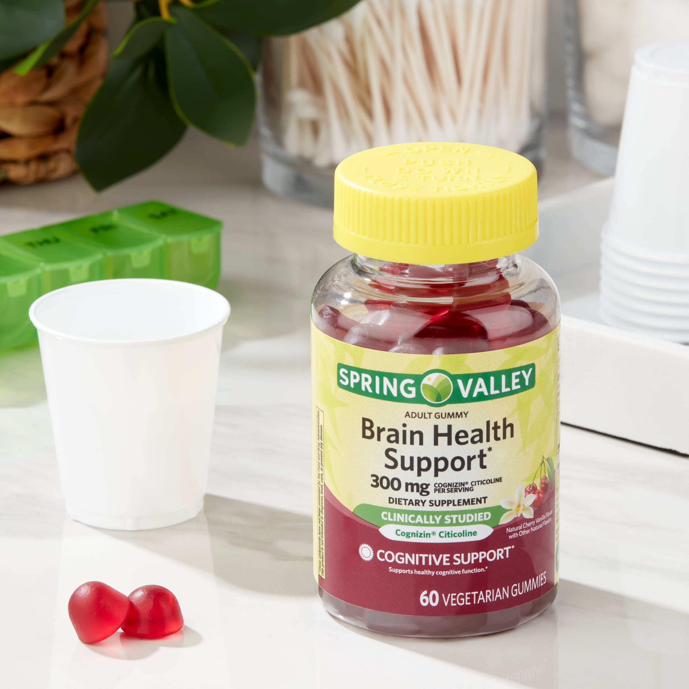 SPRING VALLEY BRAIN HEALTH COGNITIVE SUPPORT VEGETARIAN GUMMIES COGNIZIN CITOCOLINE 300MG 60CT CHERRY VANILLA FLAVOR