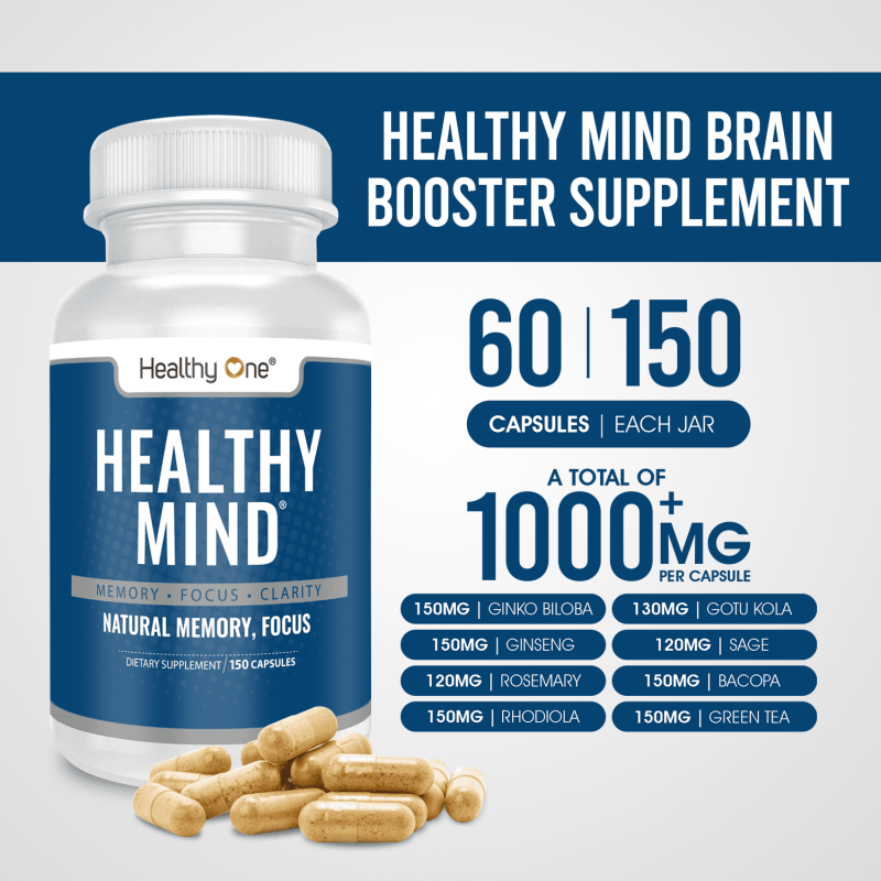 HEALTHY ONE HEALTHY MIND BRAIN NOOTROPIC SUPPLEMENT 60 CAPSULES