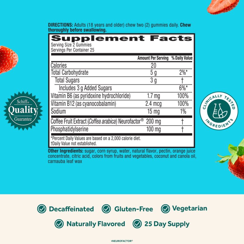NEURIVA PLUS BRAIN HEALTH VITAMINS B12 & B6 SUPPORT MEMORY FOCUS STRAWBERRY 50CT GUMMIES