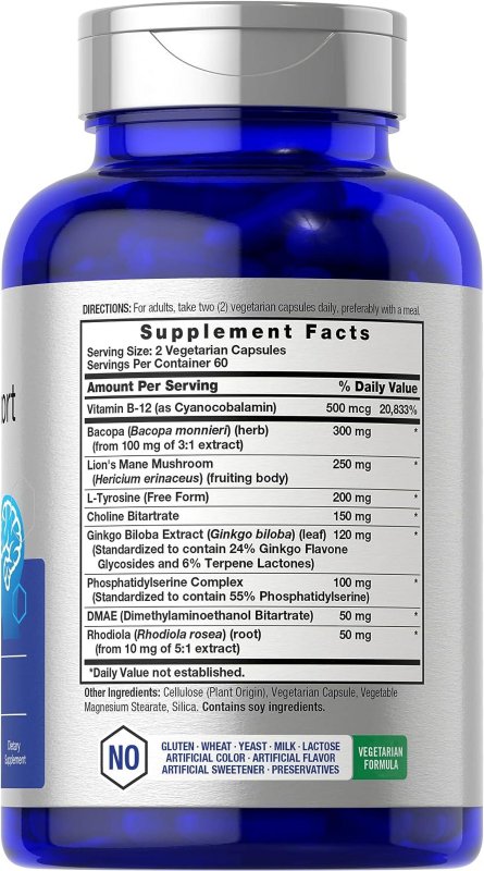 HORBAACH BRAIN SUPPORT SUPPLEMENT 120 CAPSULES VEGETARIAN FORMULA FOR MEN AND WOMEN