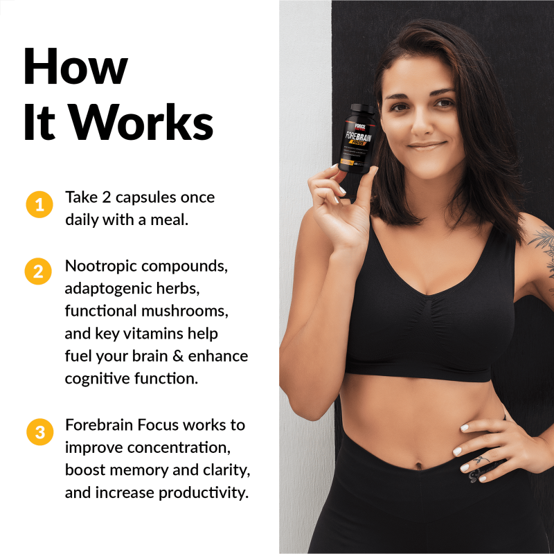 FORCE FACTOR FOREBRAIN FOCUS NOOTROPIC CAPSULES BRAIN HEALTH SUPPLEMENT 60 COUNT.
