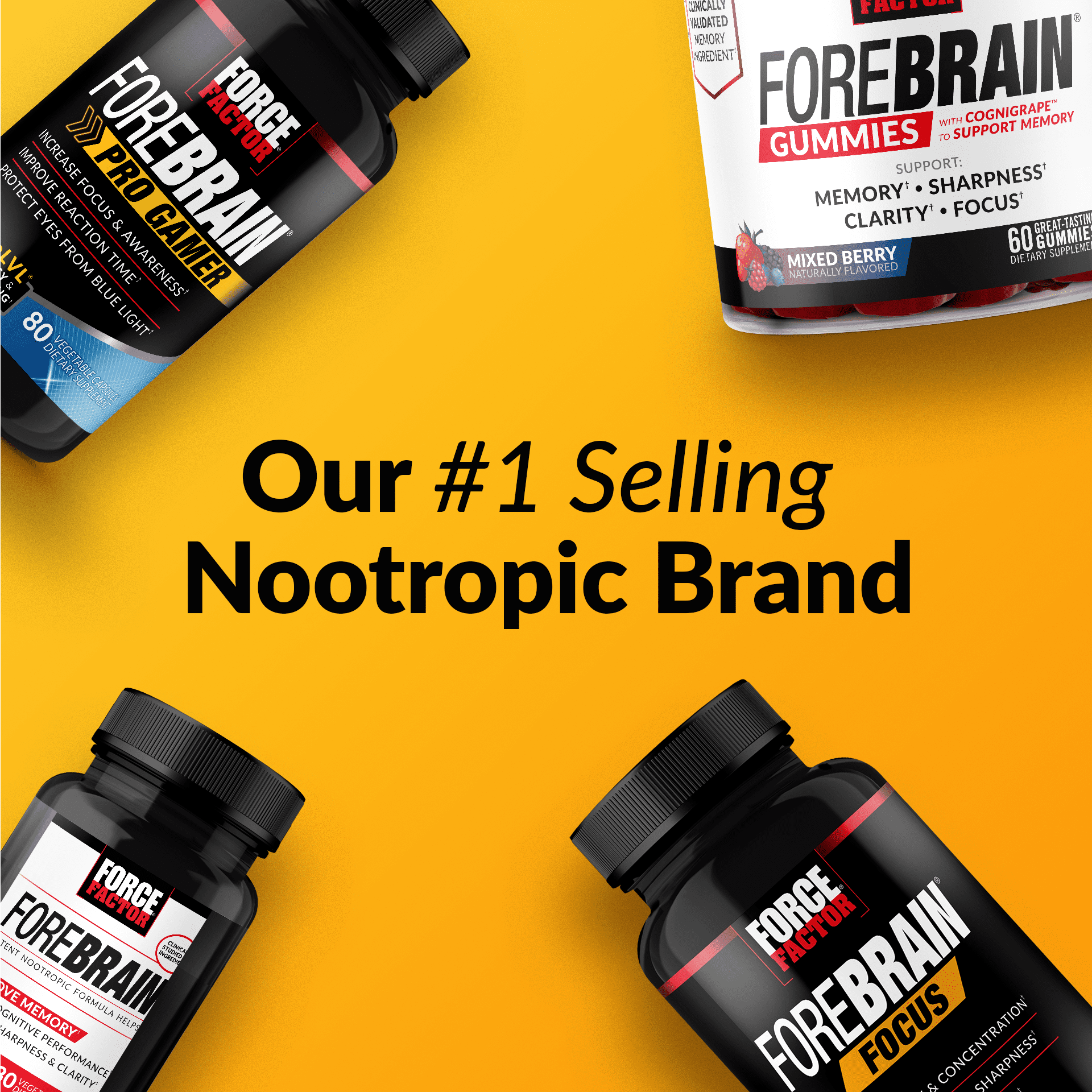 FORCE FACTOR FOREBRAIN FOCUS NOOTROPIC CAPSULES BRAIN HEALTH SUPPLEMENT 60 COUNT.