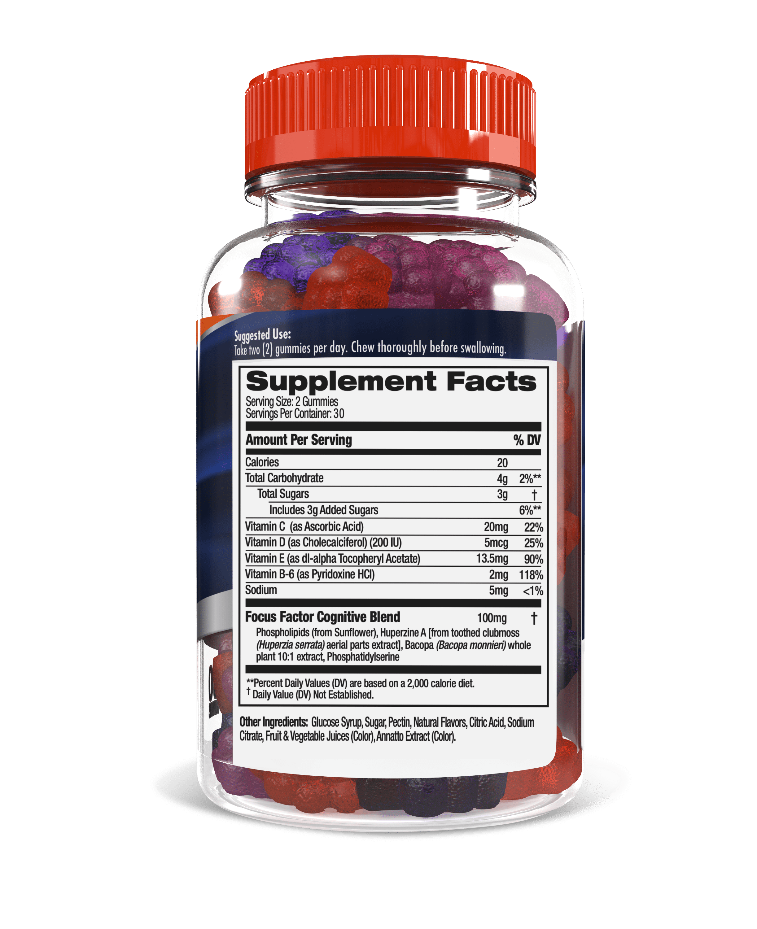 FOCUS FACTOR GUMMIES 60 COUNT MEMORY BRAIN HEALTH SUPPLEMENT HUPERZINE BACOPA MONNIERI