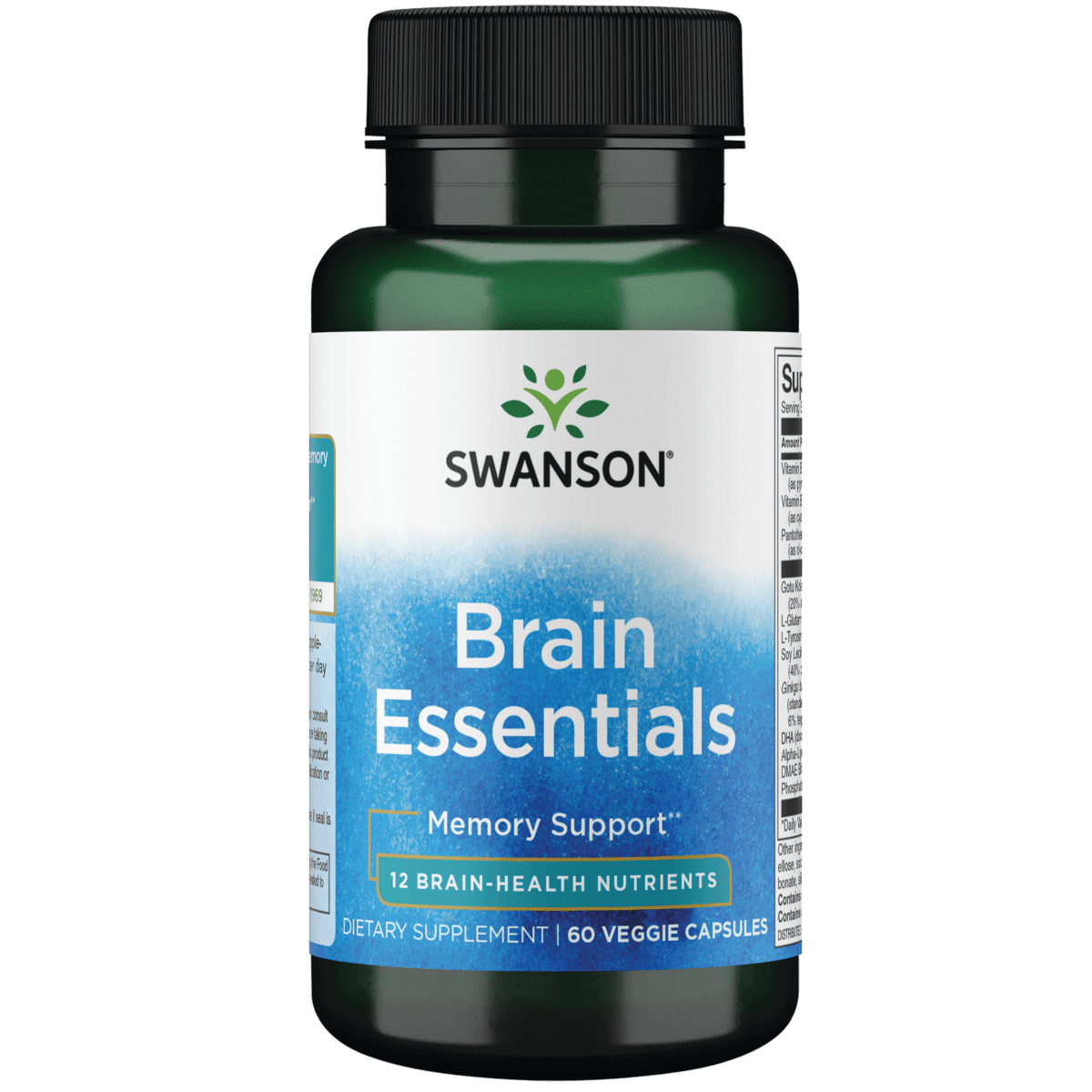 SWANSON BRAIN ESSENTIALS 60 VEGGIE CAPSULES FOR MENTAL CLARITY BOOST