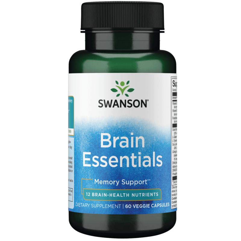 SWANSON BRAIN ESSENTIALS 60 VEGGIE CAPSULES FOR MENTAL CLARITY BOOST