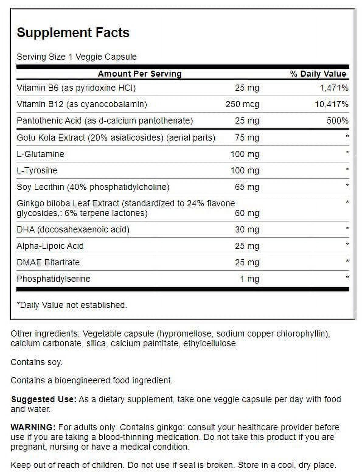 SWANSON BRAIN ESSENTIALS 60 VEGGIE CAPSULES FOR MENTAL CLARITY BOOST