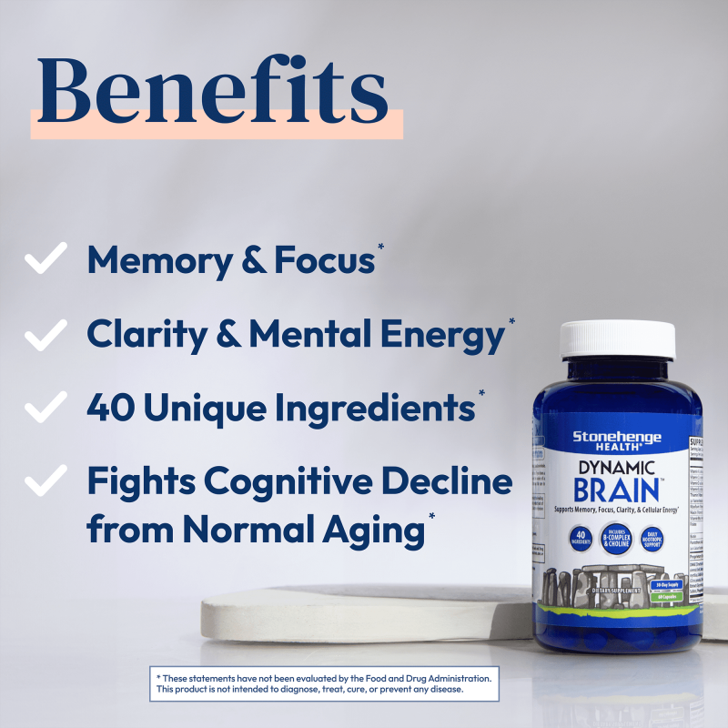 STONEHENGE HEALTH DYNAMIC BRAIN NOOTROPIC SUPPLEMENT MEMORY FOCUS LEARNING 60 CAPSULES