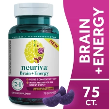 NEURIVA BRAIN ENERGY SUPPLEMENT VITAMINS B12 FOCUS CAFFEINE ENERGY BOOST BLACKBERRY 75CT GUMMIES