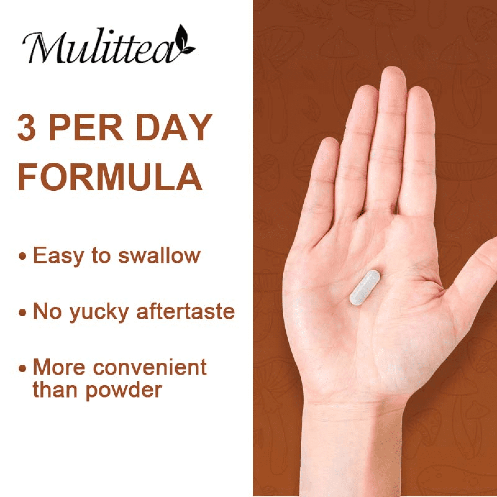 MULITTEA MUSHROOM SUPPLEMENT MUSHROOM COMPLEX CAPSULE 2760MG SUPPORT IMMUNE SYSTEM BRAIN FOCUS MEMORY 2 PACK
