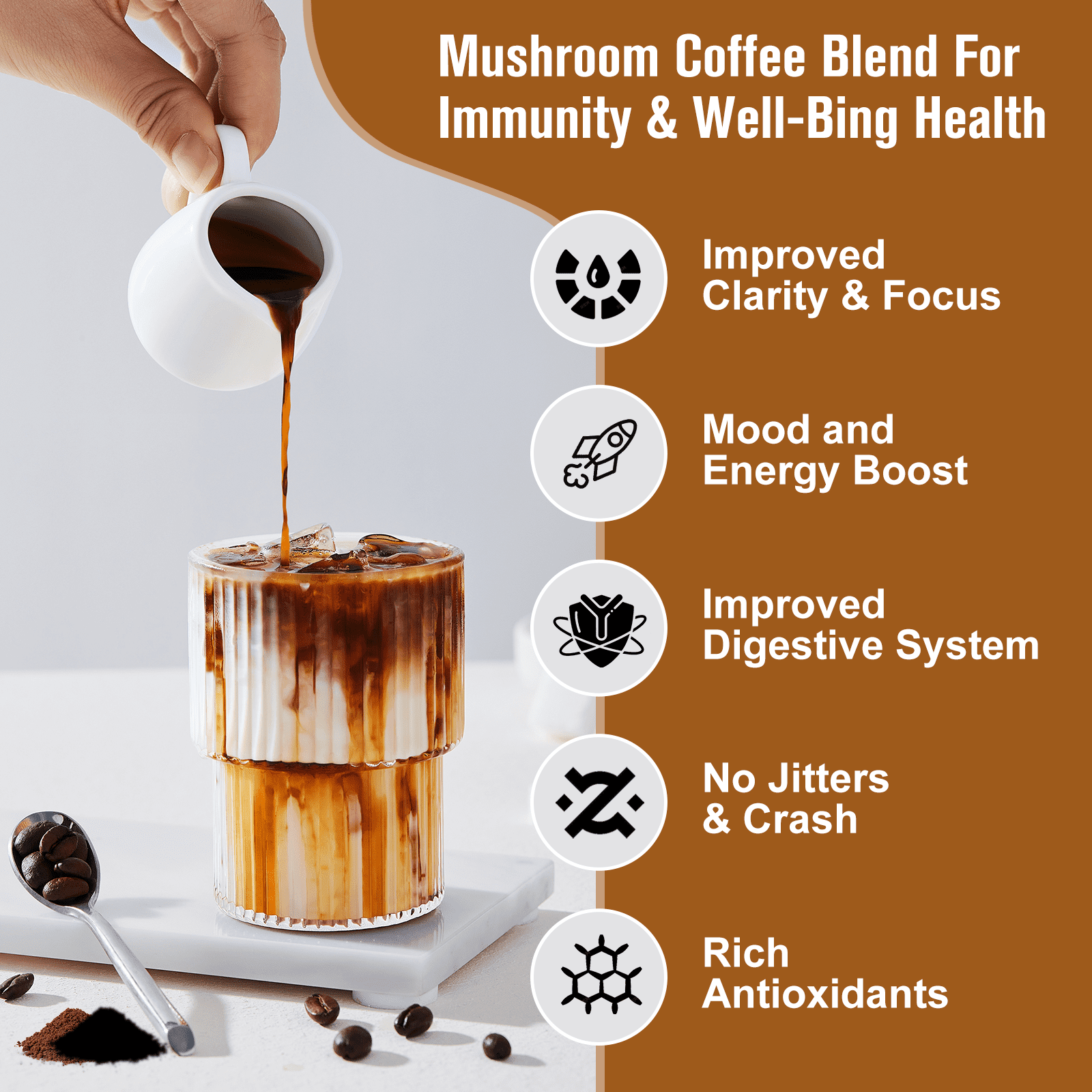 BEWORTHS MUSHROOM COFFEE POWDER SUPPLEMENTS BRAIN MEMORY FOCUS IMMUNE FUNCTION 8.8OZ