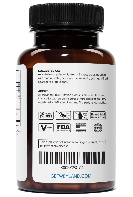WEYLAND NOOTROPICS BRAIN SUPPORT CLARITY MEMORY FOCUS SUPPLEMENT 60 VEGETARIAN CAPSULES