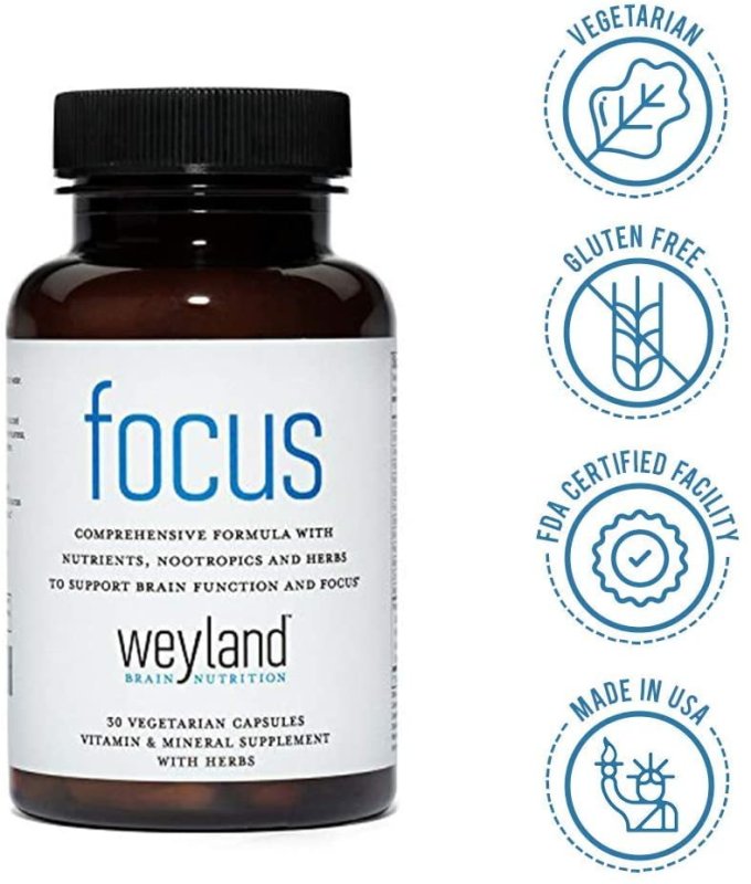 WEYLAND NOOTROPICS BRAIN SUPPORT CLARITY MEMORY FOCUS SUPPLEMENT 60 VEGETARIAN CAPSULES
