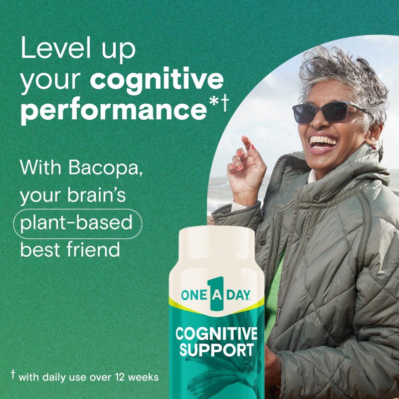 ONE A DAY COGNITIVE BRAIN SUPPLEMENT WITH BACOPA 30 CAPSULES FOR ENHANCED FOCUS AND MEMORY