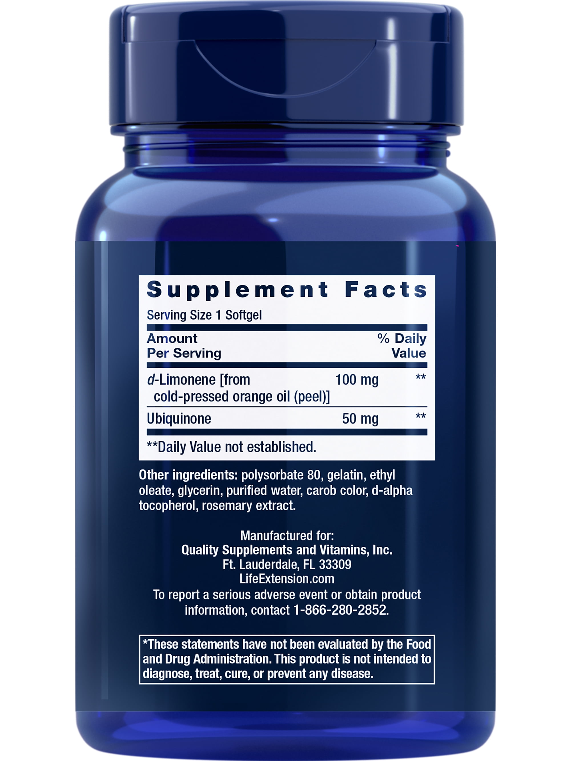 LIFE EXTENSION COQ10 WITH D-LIMONENE 50MG: HIGH ABSORPTION UBIQUINONE KANEKA Q10 FOR ENERGY, HEART & BRAIN HEALTH - NON-GMO, GLUTEN FREE - 60 SOFTGELS