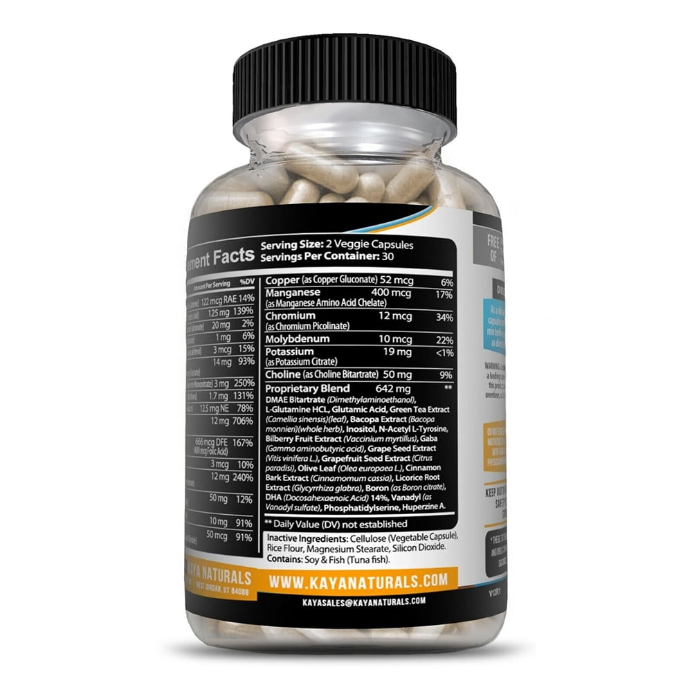 KAYA NATURALS NEURO BRAIN FOCUS MEMORY FUNCTION CLARITY NOOTROPIC SUPPLEMENT 2 PACK