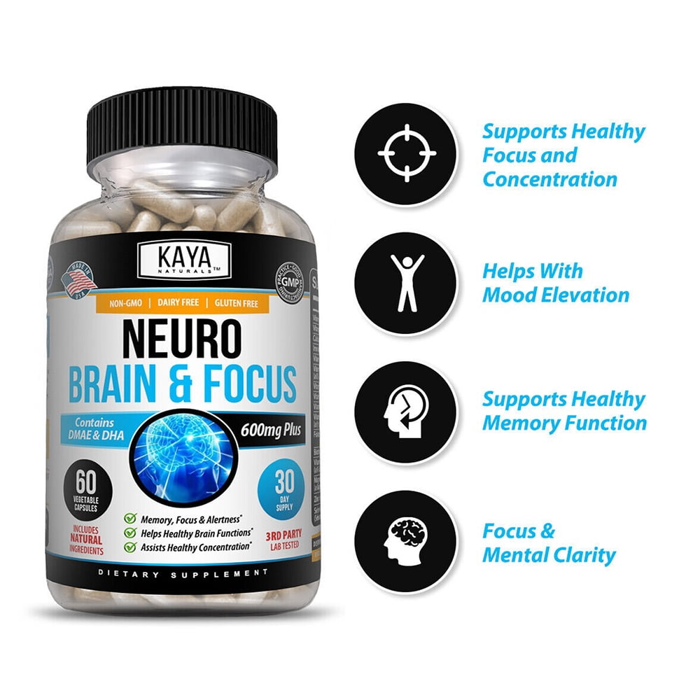 KAYA NATURALS NEURO BRAIN FOCUS MEMORY FUNCTION CLARITY NOOTROPIC SUPPLEMENT 2 PACK
