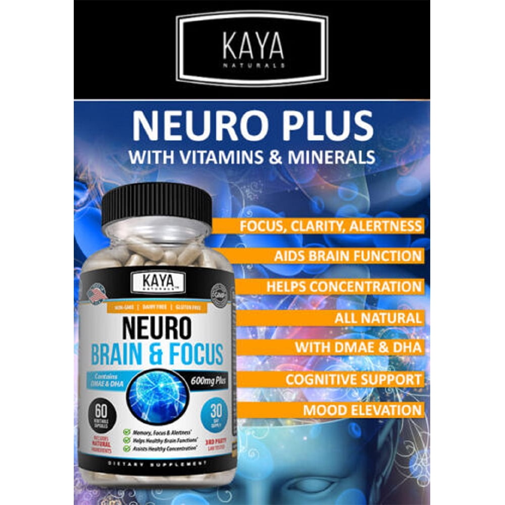 KAYA NATURALS NEURO BRAIN FOCUS MEMORY FUNCTION CLARITY NOOTROPIC SUPPLEMENT 2 PACK