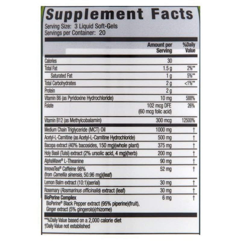 IRWIN NATURALS BRAIN AWAKE HIGH PERFORMANCE BOOSTER SOFTGELS 60 CT - PACK OF 6