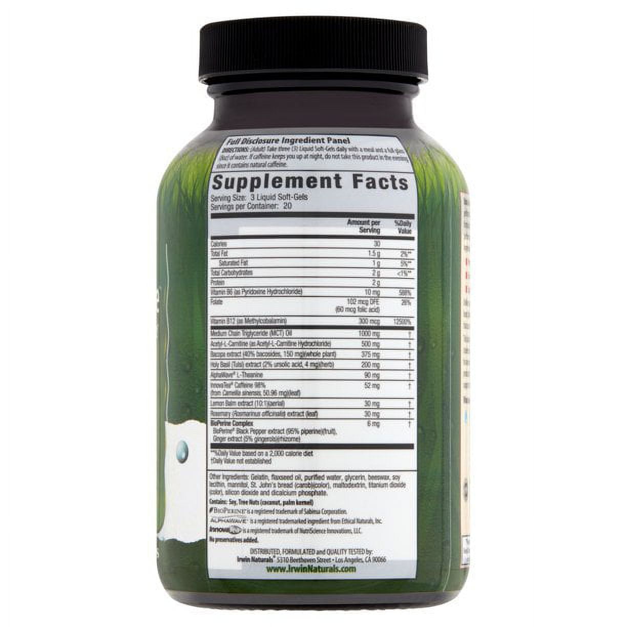 IRWIN NATURALS BRAIN AWAKE HIGH PERFORMANCE BOOSTER SOFTGELS 60 CT - PACK OF 6