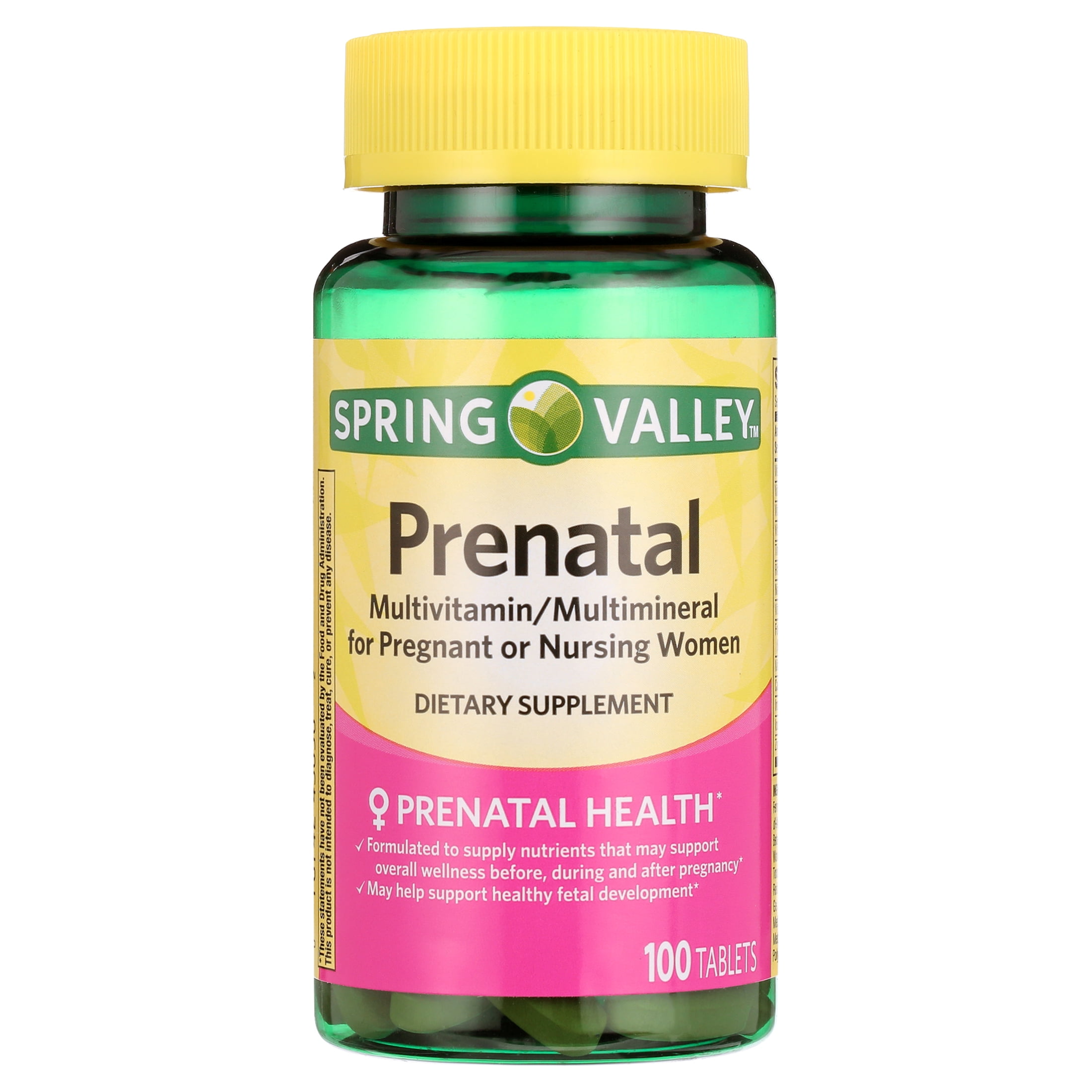 SPRING VALLEY PRENATAL MULTIVITAMIN MULTIMINERAL TABLETS 100 COUNT FOR PREGNANT AND NURSING WOMEN - DIETARY SUPPLEMENT