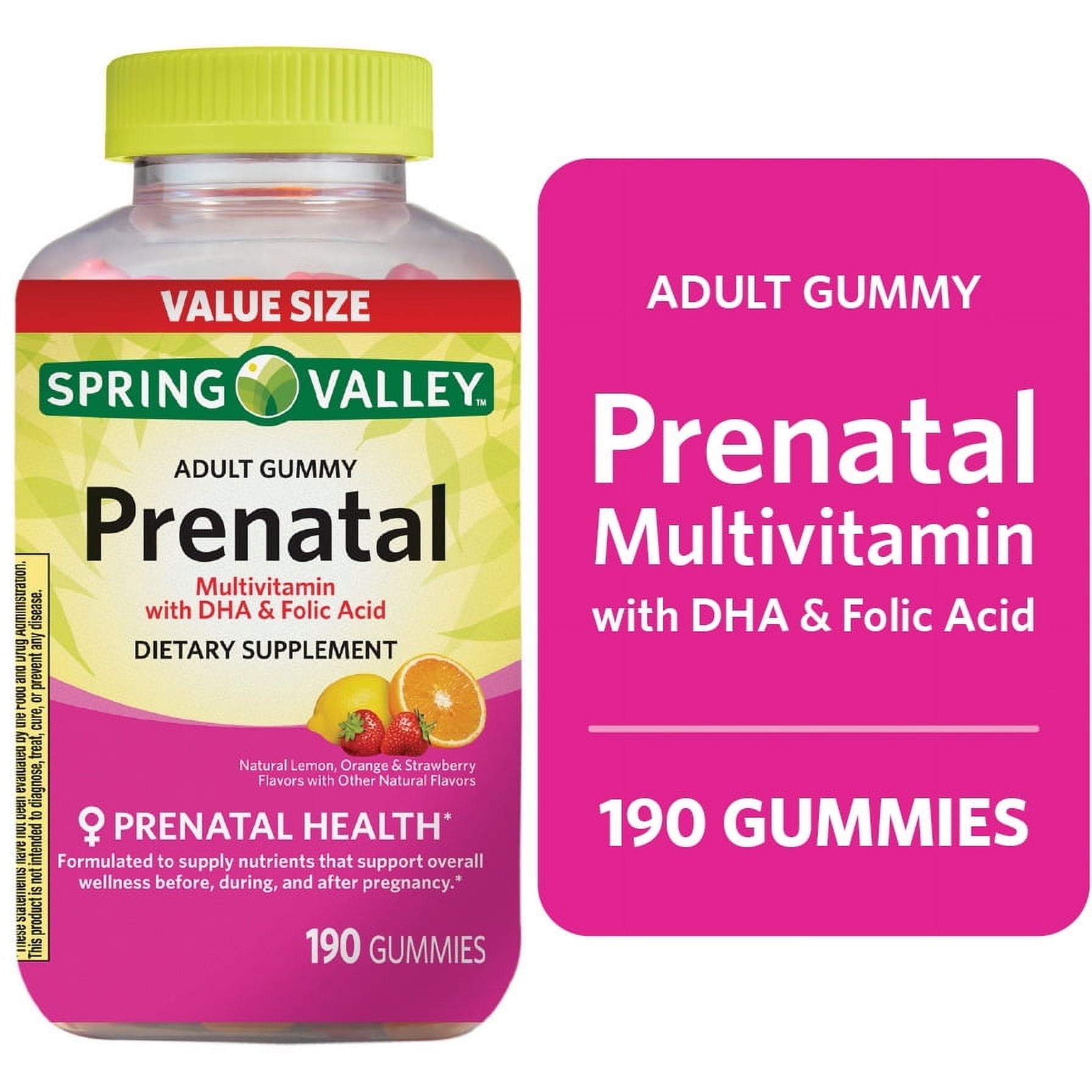 SPRING VALLEY PRENATAL MULTIVITAMIN GUMMIES DHA FOLIC ACID 190 COUNT FOR MOTHER AND BABY