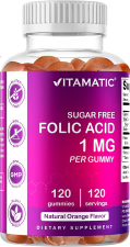 VITAMATIC FOLIC ACID GUMMIES 1000 MCG (1 MG) ESSENTIAL PRENATAL VITAMINS MOM BABY VITAMIN B9 120 VEGAN GUMMIES.