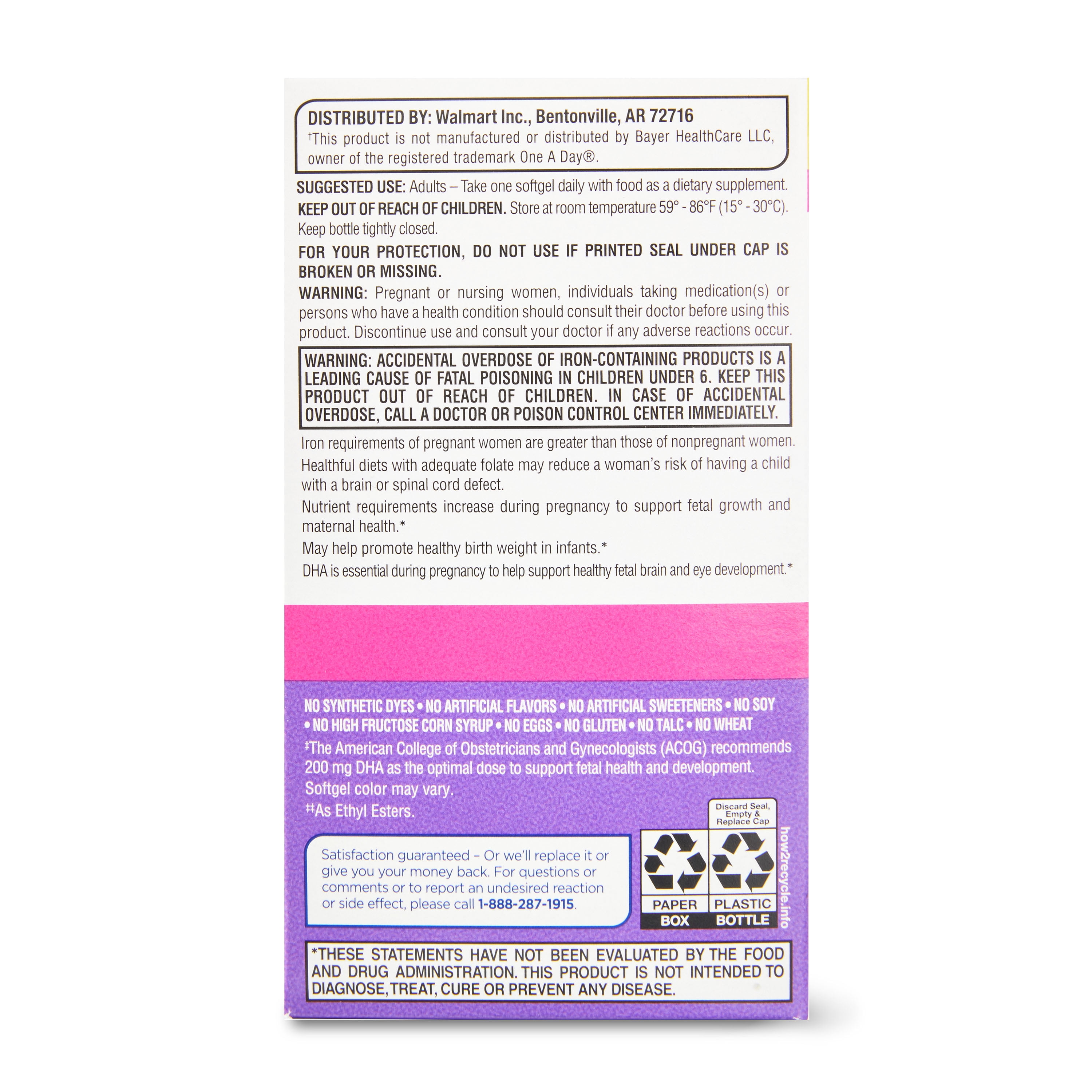 EQUATE ONE DAILY PRENATAL SOFTGELS MULTIVITAMIN MULTIMINERAL SUPPLEMENT 60 COUNT VALUE PACK FOR AMERIKASEPETIM