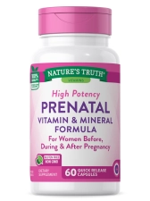 NATURE'S TRUTH PRENATAL VITAMINS FOLIC ACID 60 CAPSULES NON-GMO GLUTEN FREE