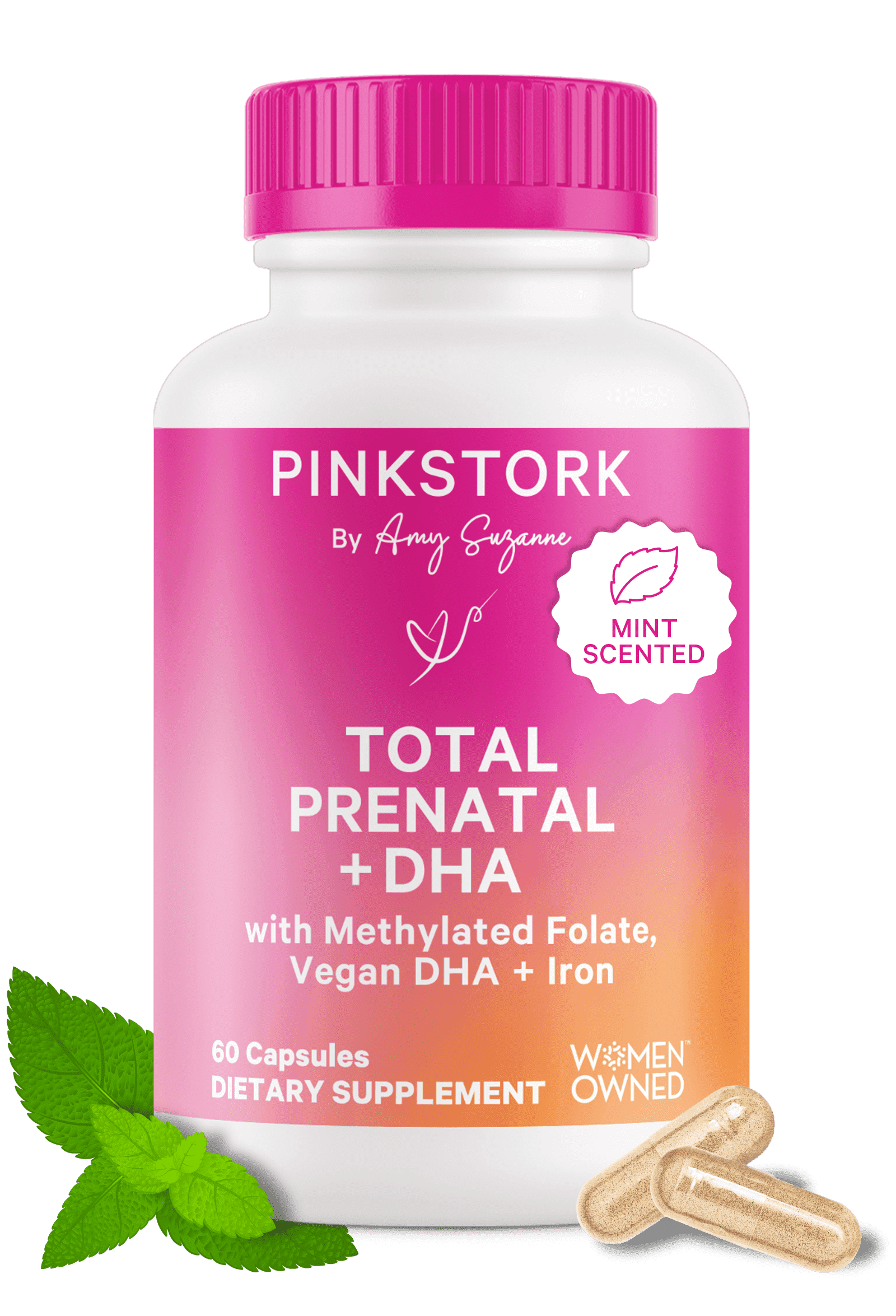 PINK STORK PRENATAL VITAMINS DHA FOLATE 60 CAPSULES 1 MONTH SUPPLY